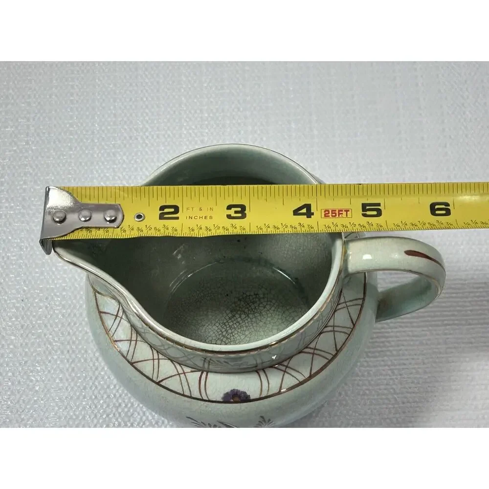 Vintage Adams Calyx Ware REGENT Pitcher 4 1/4”Creamer Aqua Purple Flower England